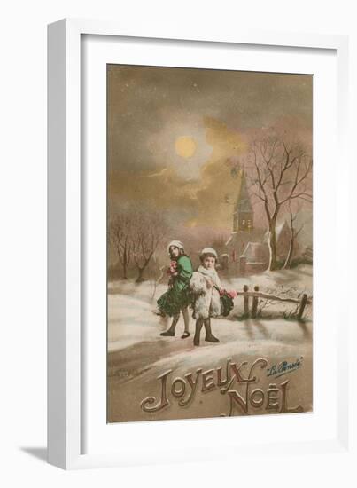 Happy Christmas. Postcard Sent in 1913-French School-Framed Giclee Print