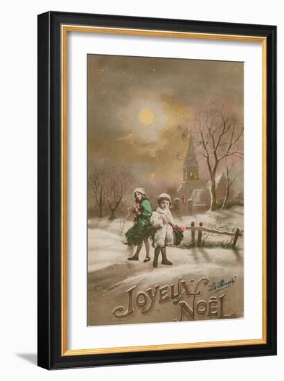 Happy Christmas. Postcard Sent in 1913-French School-Framed Giclee Print