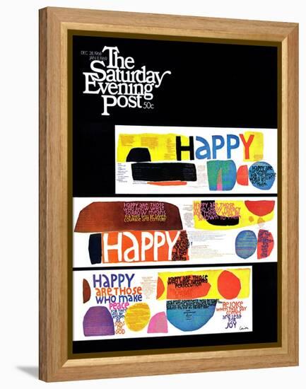 "Happy Collage," Saturday Evening Post Cover, December 28, 1968-null-Framed Premier Image Canvas