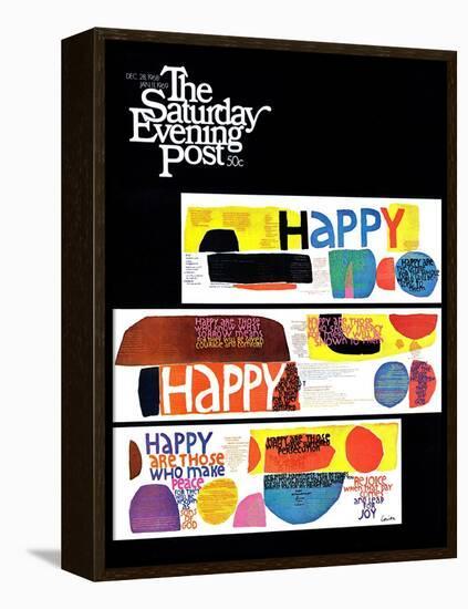 "Happy Collage," Saturday Evening Post Cover, December 28, 1968-null-Framed Premier Image Canvas