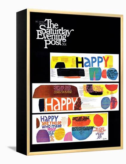 "Happy Collage," Saturday Evening Post Cover, December 28, 1968-null-Framed Premier Image Canvas