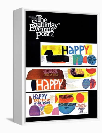 "Happy Collage," Saturday Evening Post Cover, December 28, 1968-null-Framed Premier Image Canvas