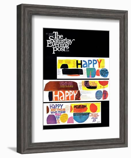 "Happy Collage," Saturday Evening Post Cover, December 28, 1968-null-Framed Giclee Print