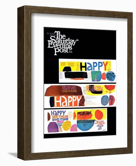 "Happy Collage," Saturday Evening Post Cover, December 28, 1968-null-Framed Giclee Print