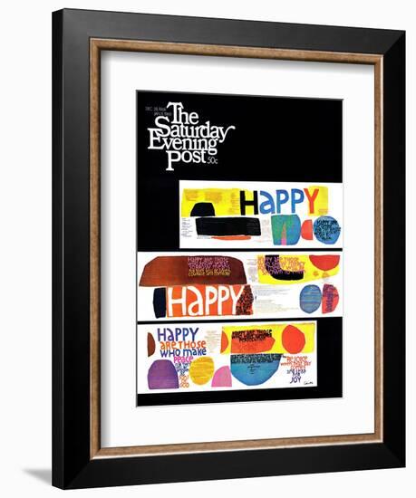 "Happy Collage," Saturday Evening Post Cover, December 28, 1968-null-Framed Giclee Print