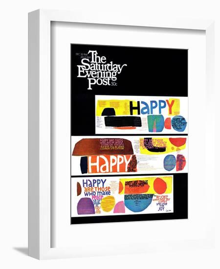 "Happy Collage," Saturday Evening Post Cover, December 28, 1968-null-Framed Giclee Print
