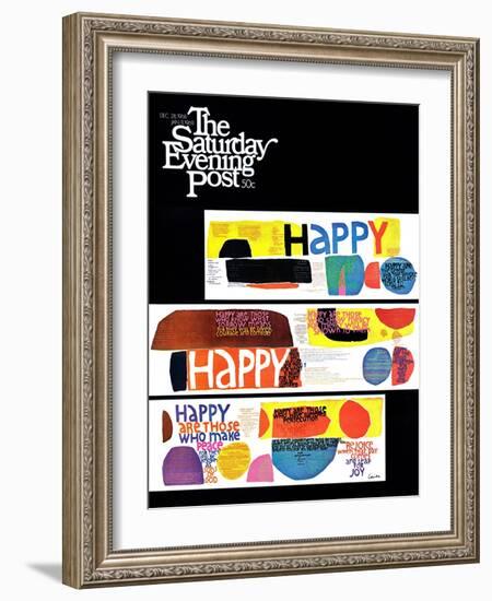 "Happy Collage," Saturday Evening Post Cover, December 28, 1968-null-Framed Giclee Print