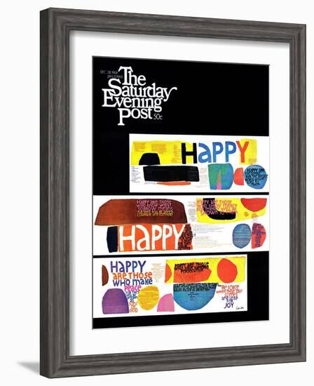 "Happy Collage," Saturday Evening Post Cover, December 28, 1968-null-Framed Giclee Print