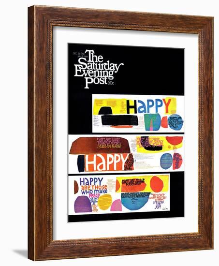 "Happy Collage," Saturday Evening Post Cover, December 28, 1968-null-Framed Giclee Print