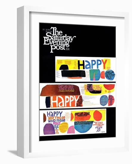 "Happy Collage," Saturday Evening Post Cover, December 28, 1968-null-Framed Giclee Print