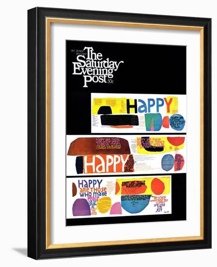 "Happy Collage," Saturday Evening Post Cover, December 28, 1968-null-Framed Giclee Print