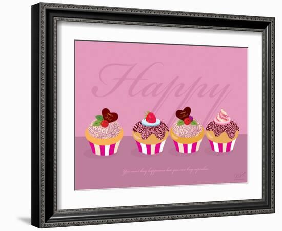 Happy Cupcakes - Pink-Dominique Vari-Framed Art Print