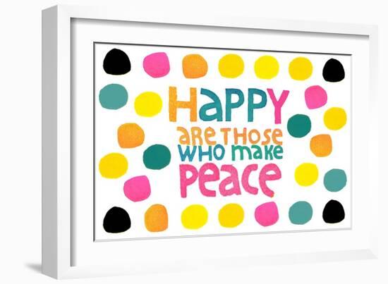 Happy Dots- Make Peace-null-Framed Giclee Print