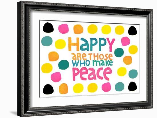 Happy Dots- Make Peace-null-Framed Giclee Print