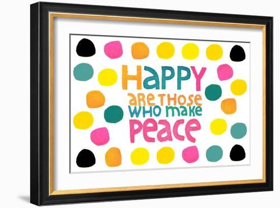 Happy Dots- Make Peace-null-Framed Giclee Print