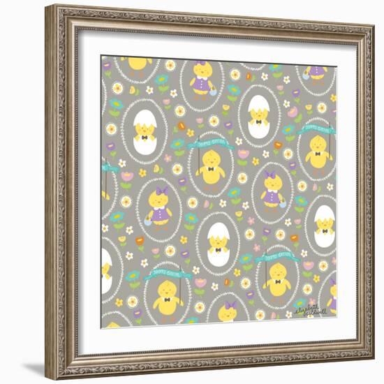 Happy Easter Chicks-Elizabeth Caldwell-Framed Giclee Print