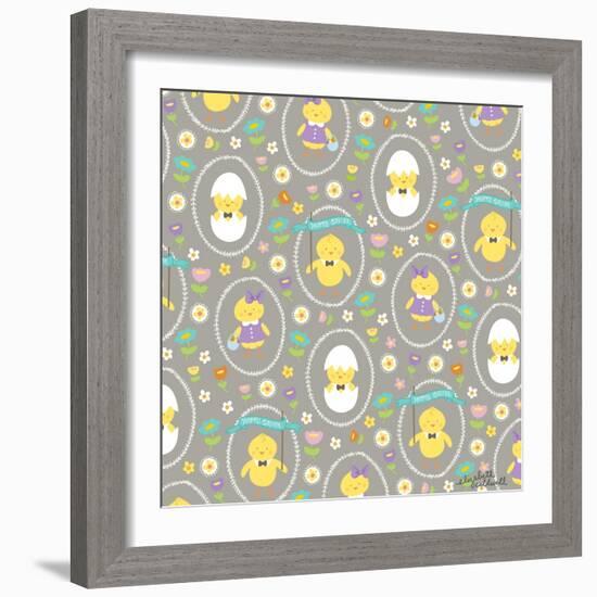 Happy Easter Chicks-Elizabeth Caldwell-Framed Giclee Print