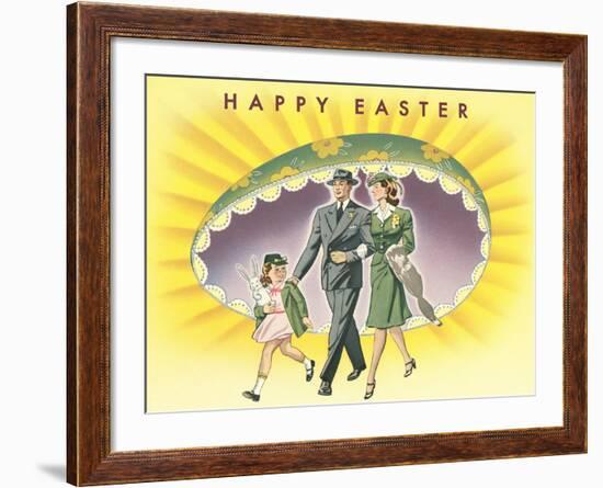 Happy Easter, Family with Giant Half-Egg-null-Framed Art Print