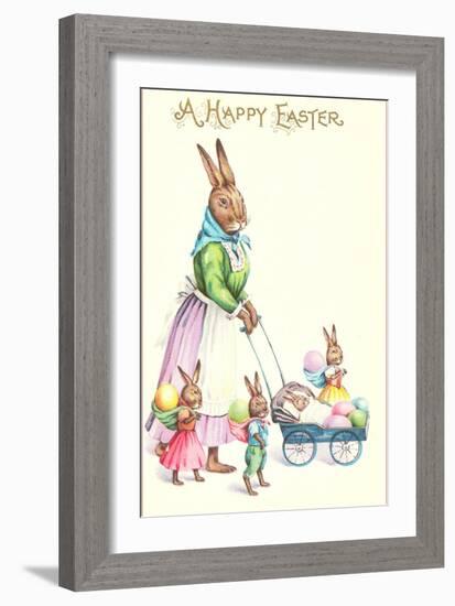 Happy Easter, Mother Rabbit with Pram-null-Framed Art Print