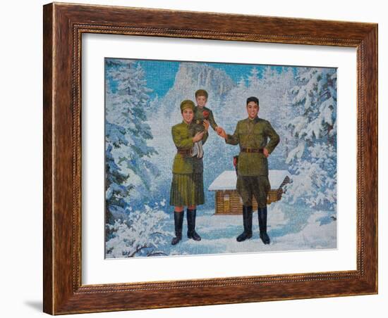 Happy Family. Kim Il-Sung and His Wife Kim Jong-Suk with Son Kim Jong-Il, 1960S-null-Framed Giclee Print