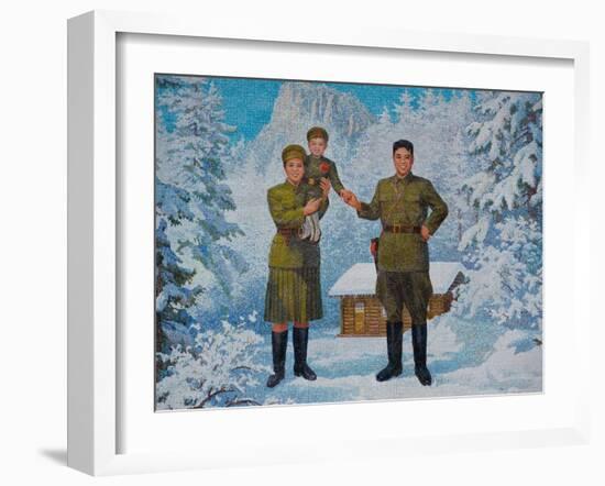 Happy Family. Kim Il-Sung and His Wife Kim Jong-Suk with Son Kim Jong-Il, 1960S-null-Framed Giclee Print