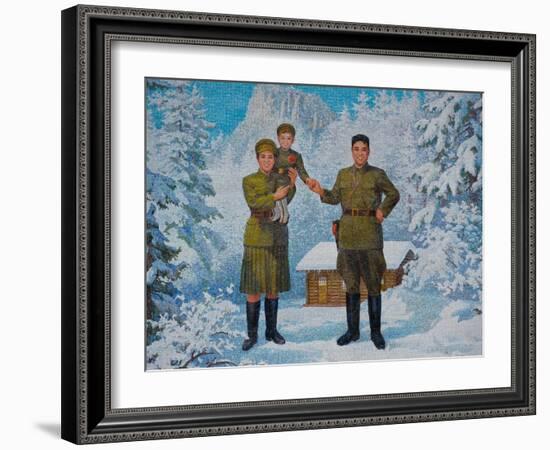 Happy Family. Kim Il-Sung and His Wife Kim Jong-Suk with Son Kim Jong-Il, 1960S-null-Framed Giclee Print