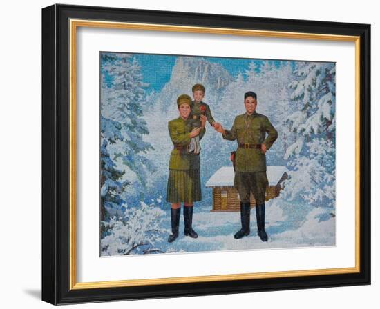 Happy Family. Kim Il-Sung and His Wife Kim Jong-Suk with Son Kim Jong-Il, 1960S-null-Framed Giclee Print