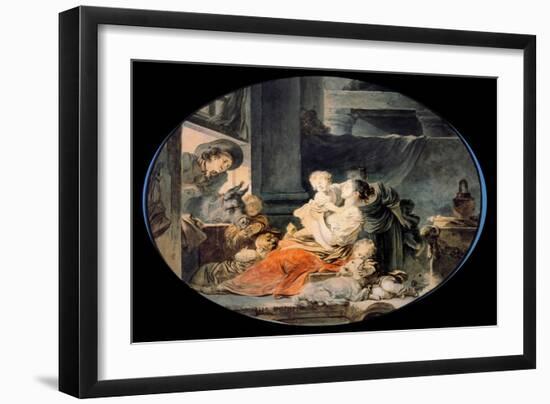 Happy Family Large Family of Peasants, 18Th Century (Painting)-Jean-Honore Fragonard-Framed Giclee Print