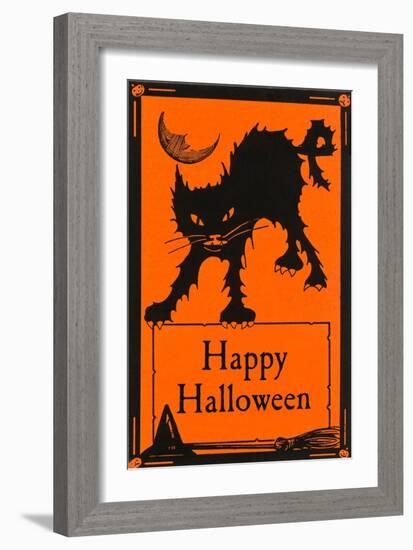 Happy Halloween, Black Cat-null-Framed Art Print