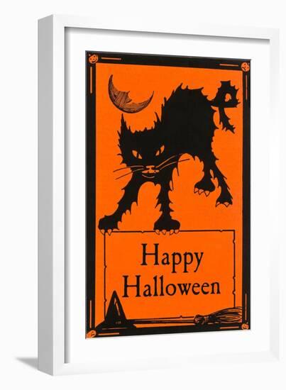 Happy Halloween, Black Cat-null-Framed Art Print