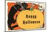 Happy Halloween, Cat, Skeleton-null-Mounted Art Print