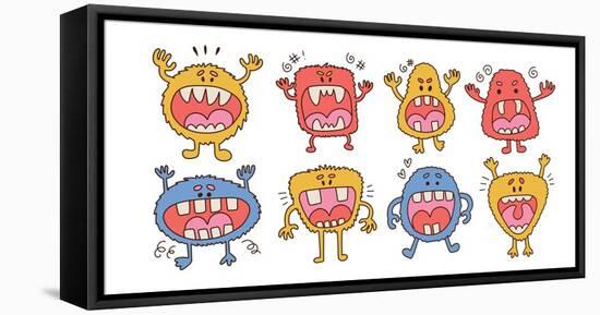 Happy Halloween Characters. Monster Icon Line Set. Cute Linear Sketch Cartoon Baby Beasts. Funny Fa-Svetlana Shamshurina-Framed Premier Image Canvas