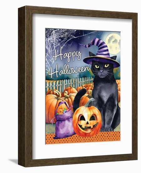 Happy Halloween Witch Cat-Nicole DeCamp-Framed Art Print