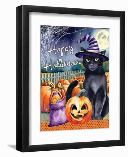 Happy Halloween Witch Cat-Nicole DeCamp-Framed Art Print