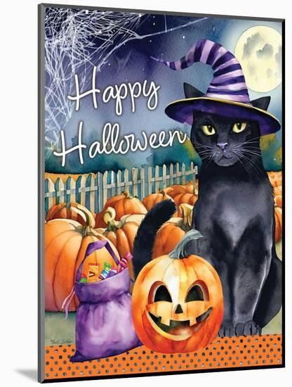 Happy Halloween Witch Cat-Nicole DeCamp-Mounted Art Print