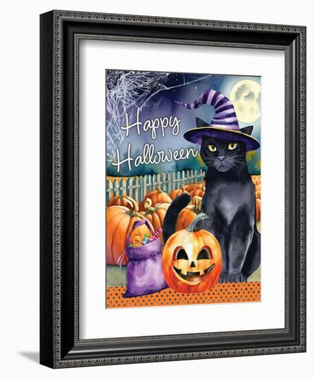 Happy Halloween Witch Cat-Nicole DeCamp-Framed Art Print