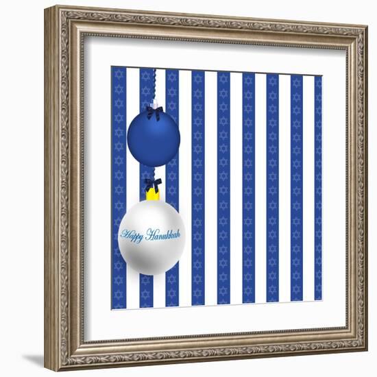 Happy Hanukkah Illustration-kathygold-Framed Art Print