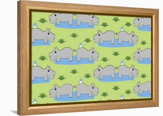 Happy Hippos-Joanne Paynter Design-Framed Premier Image Canvas