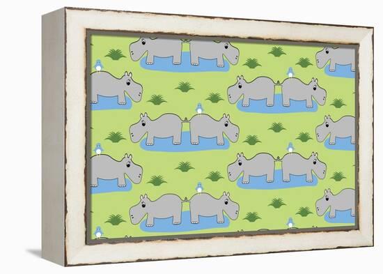 Happy Hippos-Joanne Paynter Design-Framed Premier Image Canvas