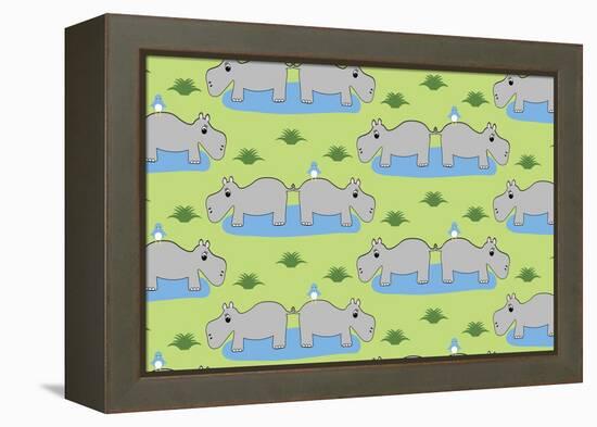 Happy Hippos-Joanne Paynter Design-Framed Premier Image Canvas