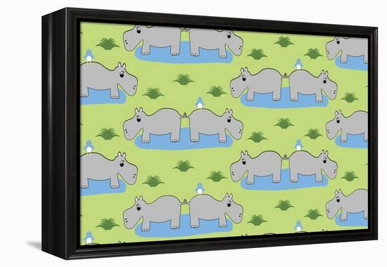 Happy Hippos-Joanne Paynter Design-Framed Premier Image Canvas