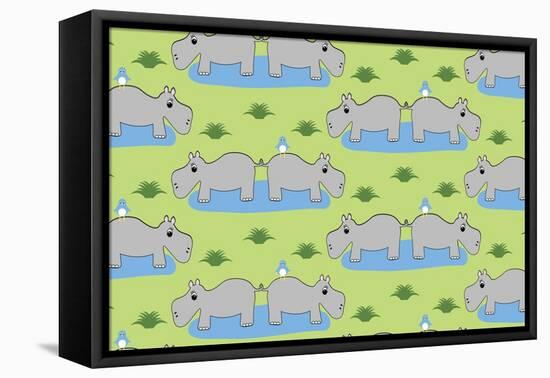 Happy Hippos-Joanne Paynter Design-Framed Premier Image Canvas