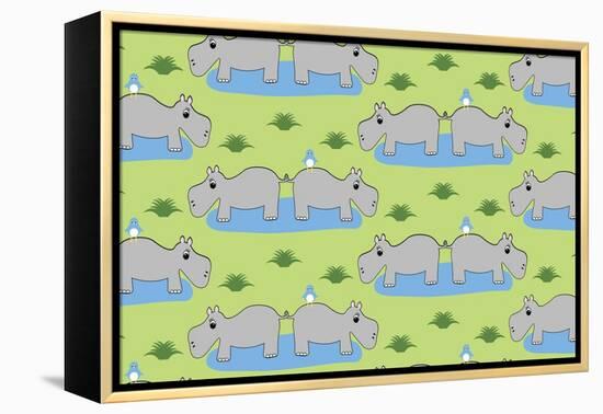 Happy Hippos-Joanne Paynter Design-Framed Premier Image Canvas