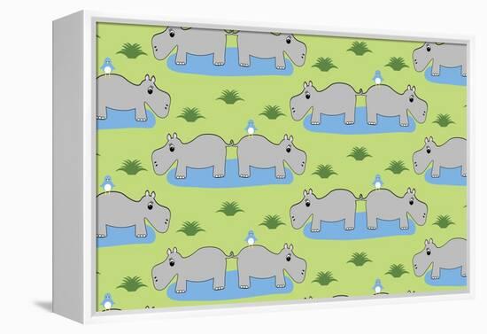 Happy Hippos-Joanne Paynter Design-Framed Premier Image Canvas