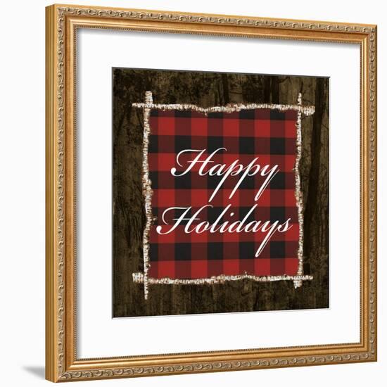 Happy Holidays on Plaid-Gina Ritter-Framed Art Print