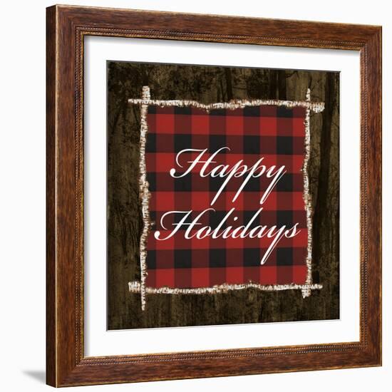 Happy Holidays on Plaid-Gina Ritter-Framed Art Print