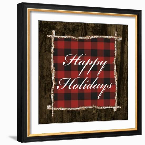 Happy Holidays on Plaid-Gina Ritter-Framed Art Print