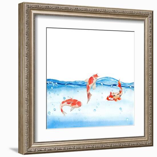 Happy Koi Fishes - Square-Grab My Art-Framed Art Print