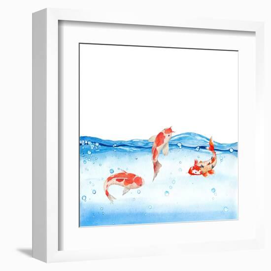 Happy Koi Fishes - Square-Grab My Art-Framed Art Print