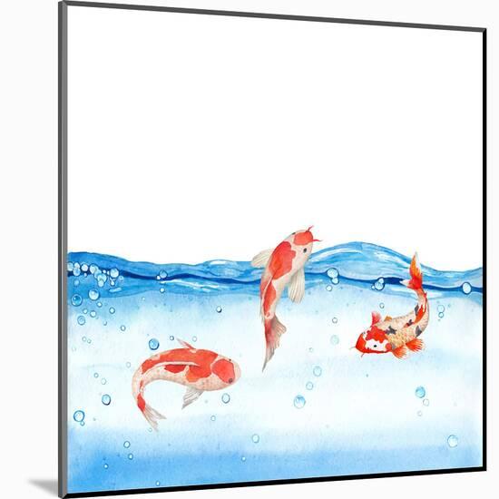 Happy Koi Fishes - Square-Grab My Art-Mounted Art Print